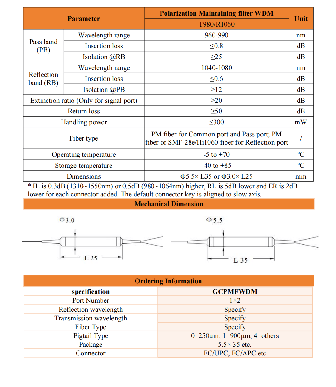 1x2-980&1060nm(300mW)PM - Filter WDM Component.png